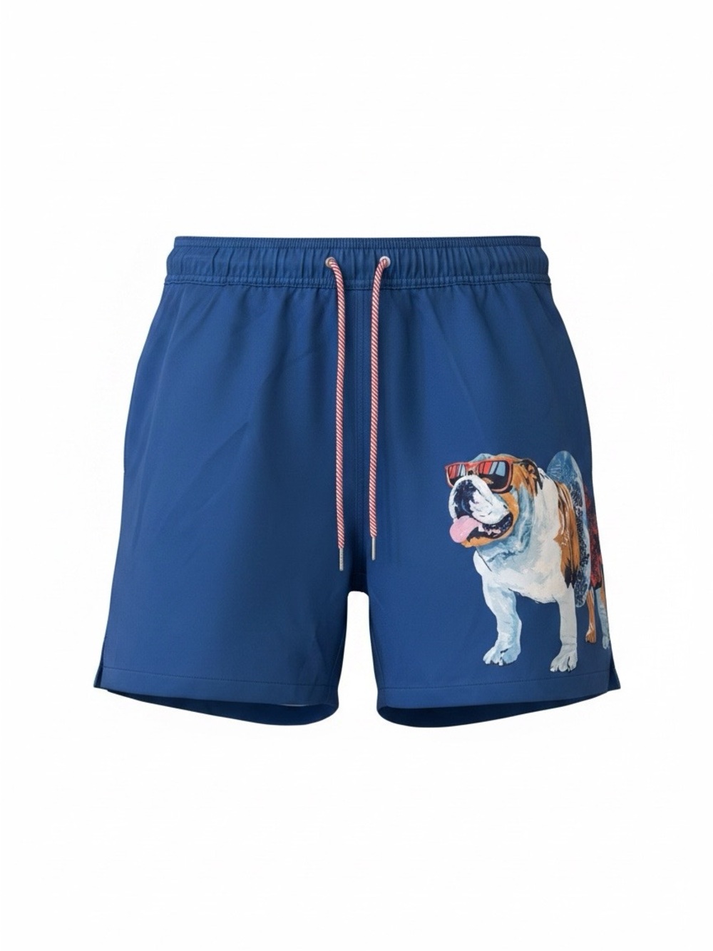 Robert Graham Blue Bulldog Print Swim Trunks